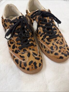 Dolce Vita Leopard-Print Pony Hair Sneakers in Black and Brown
